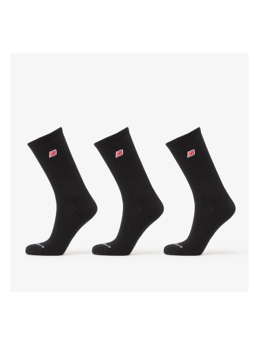 New Balance Red Patch Logo Crew Socks 3-Pack Black S