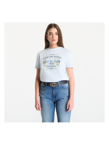 Тениска Guess Jeans Ss Cn Flowers Guess Box Tee Sky High XS