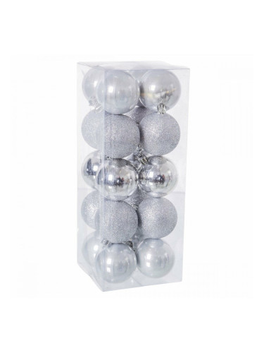 Коледни топки Сребрист Пластмаса 6 x 6 x 6 cm (20 броя)