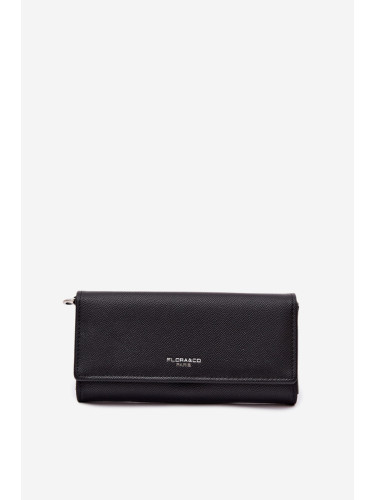 Черен портфейл 2 в 1 Flora&Co с каишка