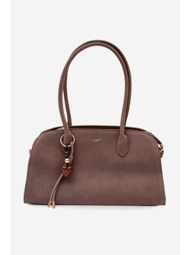 Бежова чанта Flora&Co Eco Suede с висулка