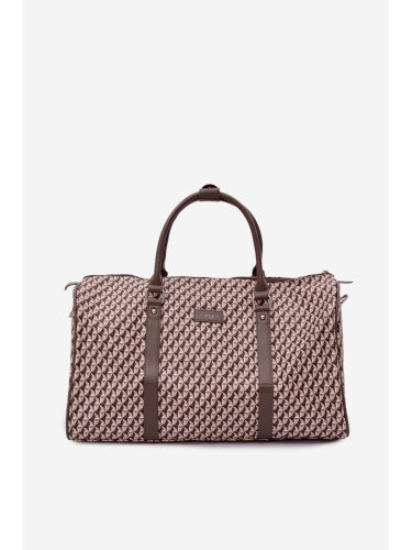 Пътна чанта Flora&Co с шарка в тъмнобежово