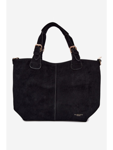 Черна велурена чанта Flora&Co Clarette