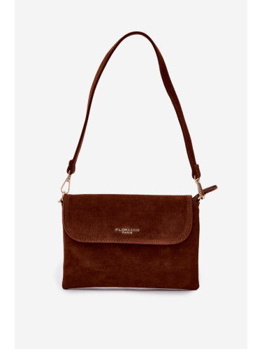 Малка чанта през рамо Flora&Co, еко велур, камила