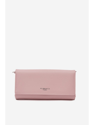 Чанта-портфейл 2 в 1 Flora&Co с каишка, розова