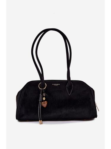 Черна еко велурена чанта Flora&Co