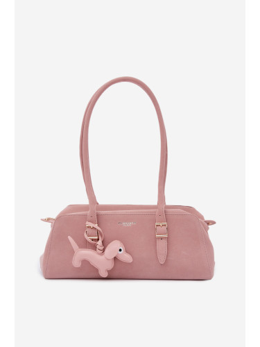 Розова еко велурена чанта Flora&Co Noely