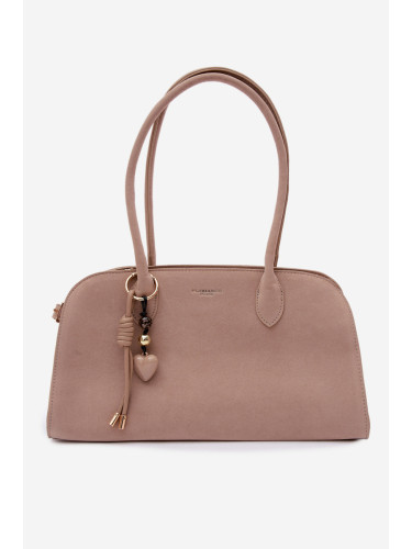 Бежова велурена чанта Flora&Co