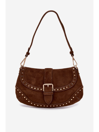 Дамска чанта Flora&Co от еко велур с нитове