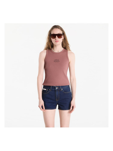 Calvin Klein Jeans Sl 2X2 Baby Rib Logo Crew Tank Sierra Brown XS