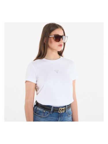 Тениска GUESS Ss Cn Mini Strass Triangle Tee Pure White XS