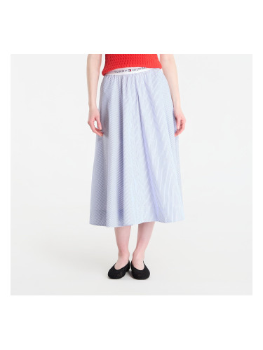 Пола Tommy Hilfiger Poplin Branded Midi Skirt Misty Lazuli Blue Stripe XS