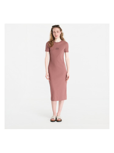 Облекло Calvin Klein Jeans Ss 2X2 Baby Rib Logo Midi Dress Sierra Brown XS