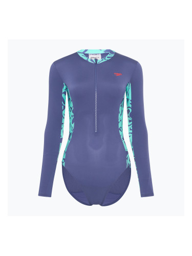 Speedo дамски бански костюм от една част с дълъг ръкав Panel hapuna blue