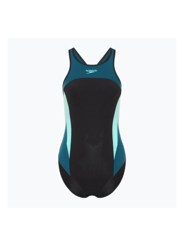 Speedo дамски бански костюм от една част High Neck Splice Cross Back dark teal