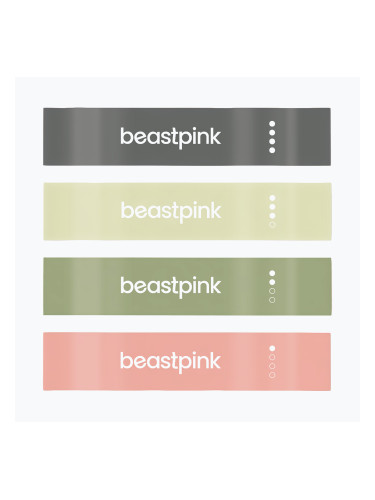 Комплект ластици за упражнения GymBeam, 4 броя black/olive/green/peach