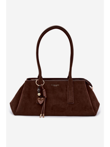 Еко велурена чанта Flora&Co с висулка