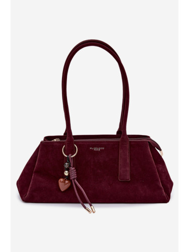 Велурена чанта Flora&Co в бордо цвят