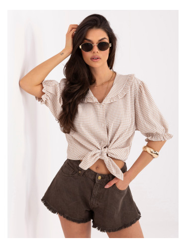 Тъмнобежова риза с цип