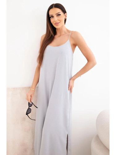 Рокля с презрамки Kesi Włoski, сива