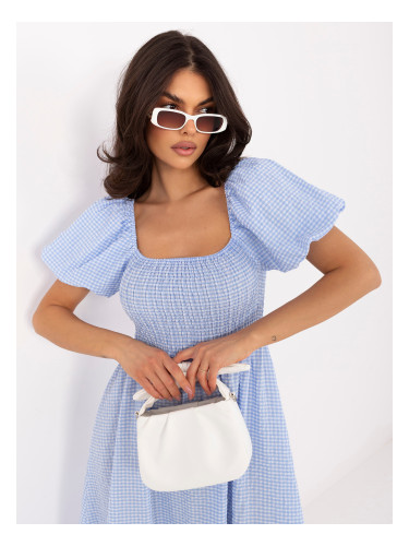 Лятна рокля с дантела, светло синьо