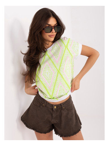 Светлозелена блуза с геометричен модел