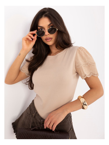 Тъмнобежова памучна блуза в бохо стил