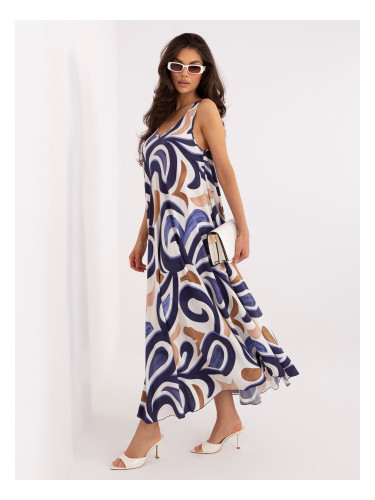 Тъмносиня рокля от вискоза с А-силует