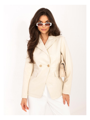 Светлобежов кожен блейзър