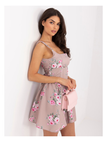 Тъмно бежова мини рокля за сватба