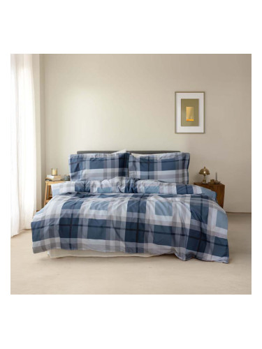 CARLO BLUE ДВОЕН СПАЛЕН КОМПЛЕКТ С 2 ПЛИКА САТЕНИРАН ПАМУК