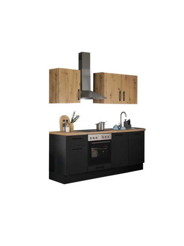 БЛОК КУХНЯ ТОРИНО 2 210/60/211 СМ В ТЪМНО ДЪРВЕСНО И ДЪБ АРТИСАН