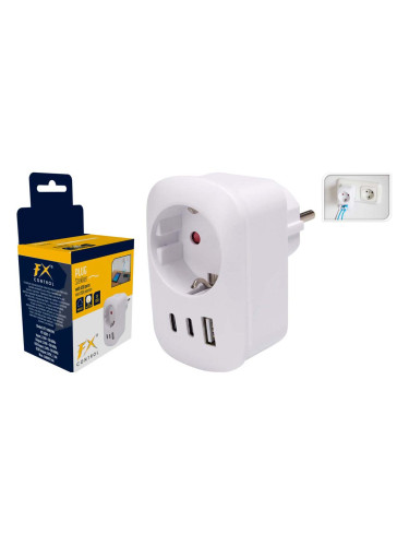 АДАПТЕР С USB 2C+A ДЕТСКА ЗАЩИТА