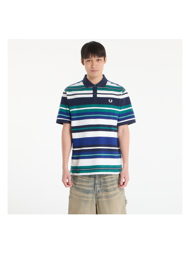Тениска FRED PERRY Striped Relaxed Polo Shirt Deep Mint M