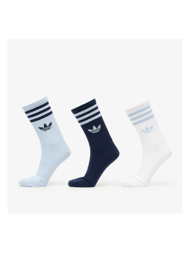 adidas 3-Stripes Crew Socks 3 Pairs Wonder Blue/ Night Indigo/ White L