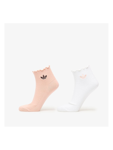 adidas Ruffle Quarter Socks Blush Pink/ White M
