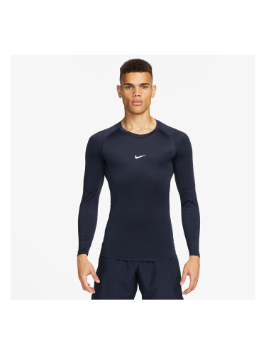 Тениска Nike Pro Men's Dri-FIT Tight Long-Sleeve Fitness Top Obsidian/ White XL