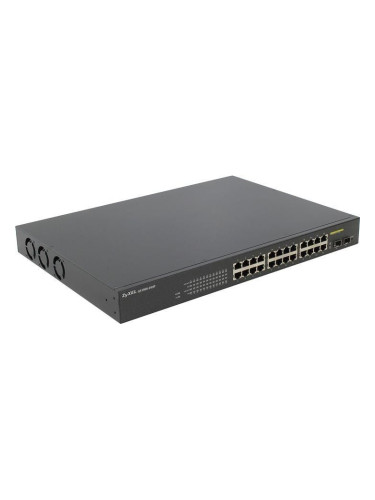 Суич ZYXEL GS1900-24HP, 24 портов управляем PoE, за монтаж в шкаф