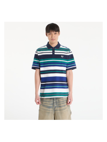 Тениска FRED PERRY Striped Relaxed Polo Shirt Deep Mint L