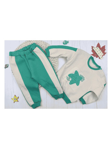 Бебешки комплект от две части Морска звезда в зелено