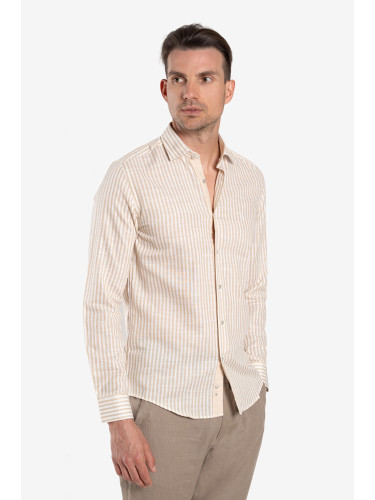 Лятна риза с бежово райе – памук и лен