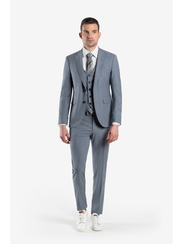 Трисет син костюм от плат REDA