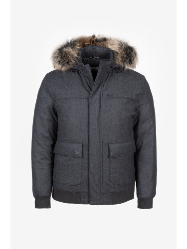 Мъжко зимно яке с качулка и естествен пух