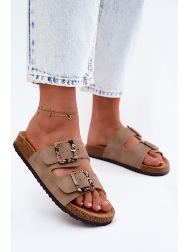 Дамски джапанки в цвят каки с щипки Lee Cooper