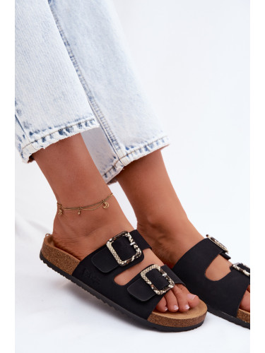 Дамски черни джапанки с връзки Lee Cooper