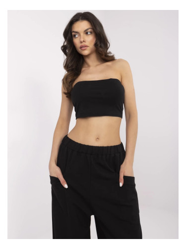 Дамски черни спортни панталони без закопчаване