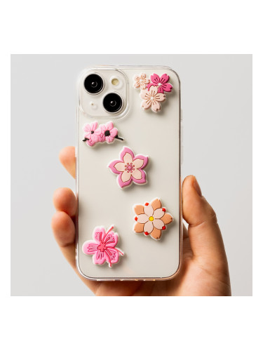 3D стикери Розови цветя, комплект от 5 броя