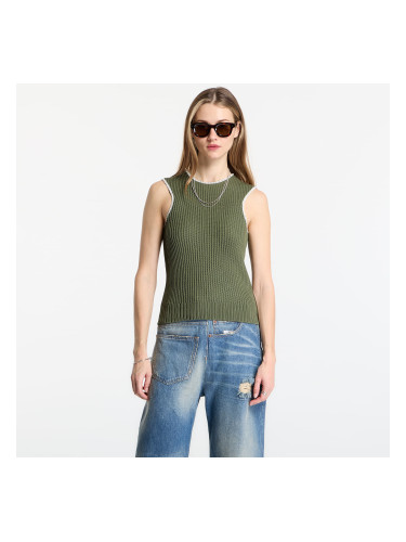 MM6 Ribbed Knit Sleeveless Top Khaki M