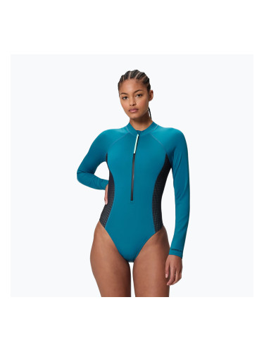 Дамски цял бански костюм Speedo Scuba Flex Zip border blue/black