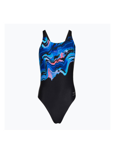 Дамски цял бански костюм Speedo Placement Printed Leaderback canyon ombre/black